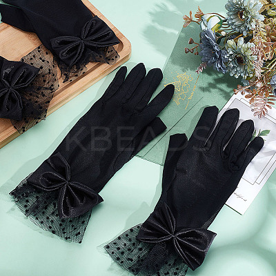 Bowknot Polyester Lace Gloves DIY-WH0888-539A-1