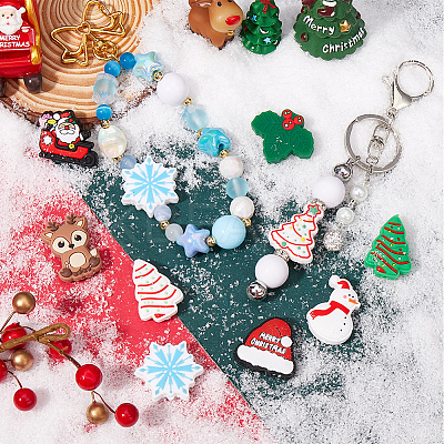 18Pcs 9 Styles Christmas Theme Silicone Focal Beads SIL-SC0002-28-1