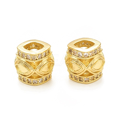 Brass Micro Pave Cubic Zirconia European Beads KK-P228-50G-1