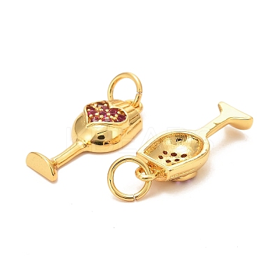 Brass Micro Pave Fuchsia Cubic Zirconia Pendants LS-ZIRC-P086-10G-1