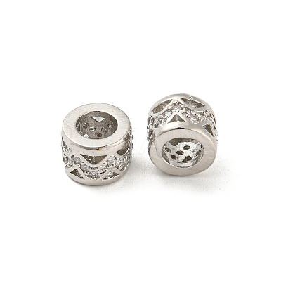 Brass Micro Pave Cubic Zirconia European Beads KK-H452-17P-1