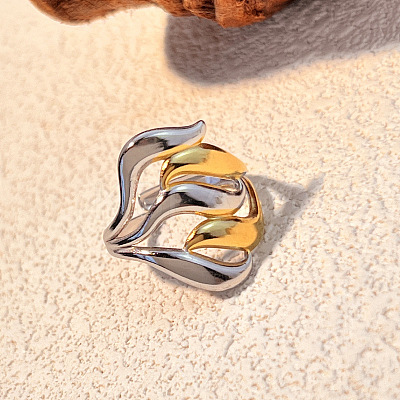 304 Stainless Steel Adjustable Cuff Rings RJEW-S626-01GP-C-1