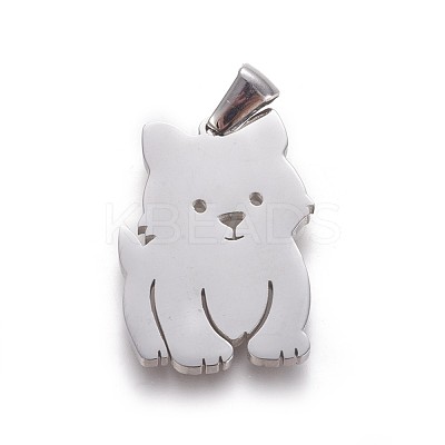 Tarnish Resistant 304 Stainless Steel Puppy Pendants STAS-F219-07P-1