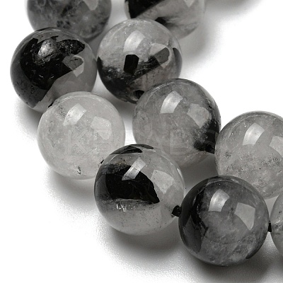 Grade A Natural Tourmalinated Quartz/Black Rutilated Quartz Beads Strands G-R494-A06-04-1