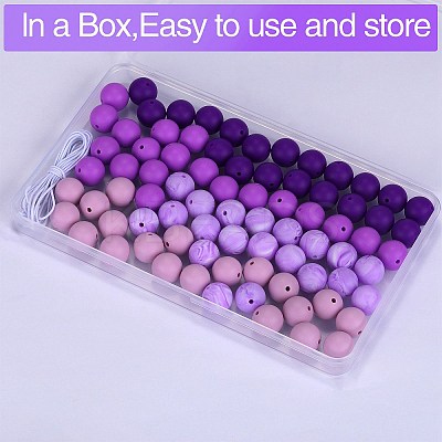 80Pcs 4 Style Round Silicone Focal Beads SIL-SZ0001-22D-1