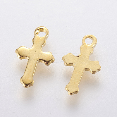 304 Stainless Steel Tiny Cross Charms STAS-F201-01G-1