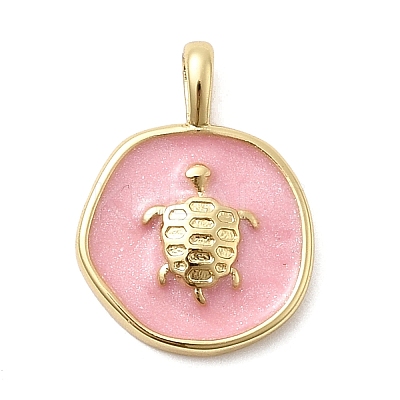 Brass Enamel Pendants KK-P338-15G-02-1