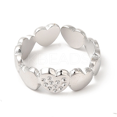 Tarnish Resistant 201 Stainless Steel Open Cuff Ring Rhinestone Settings RJEW-E063-52P-1