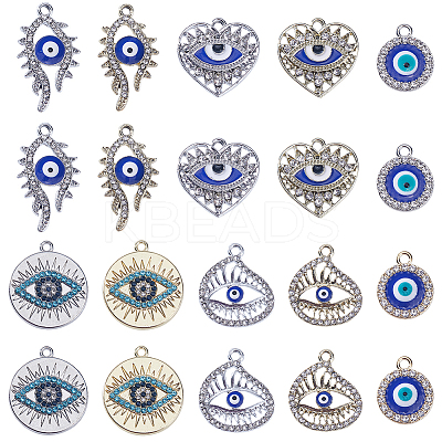 40Pcs 10 Styles Alloy Crystal Rhinestone Pendants FIND-SC0006-73-1