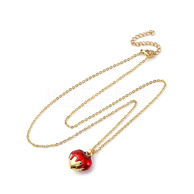 Brass FireBrick Enamel Pendant Necklaces for Women NJEW-K381-08B-G-1