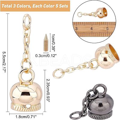 15 Sets 3 Colors Alloy Cord Ends with Cable Chains FIND-CA0003-57-1