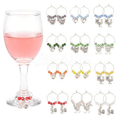 24Pcs 6 Styles Alloy Wine Glass Charms AJEW-AB00073-1