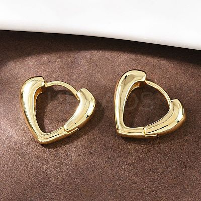 Brass Heart Hoop Earrings EJEW-L274-01G-1