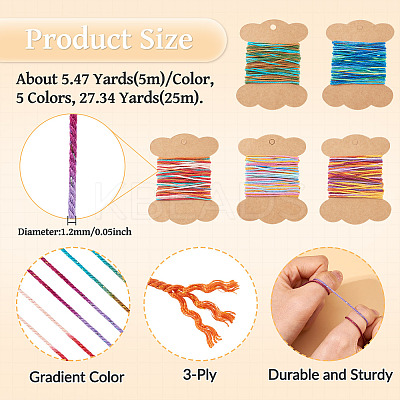 25M 5 Colors Braided Polyester Cord OCOR-TA0003-78-1