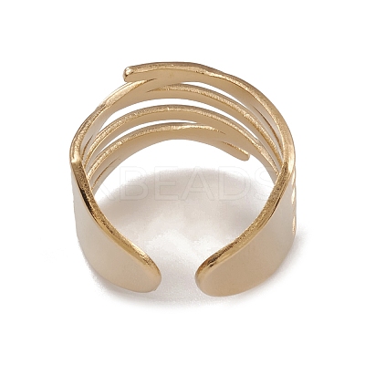 Ion Plating(IP) 304 Stainless Steel Hollow Out Open Cuff Rings for Women RJEW-G285-20G-1