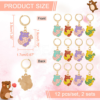 Alloy Enamel Bear Playing Guitar Pendant Locking Stitch Markers HJEW-AB00026-1