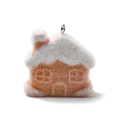 Christmas Flocky Opaque Resin Pendants RESI-F062-04A-1