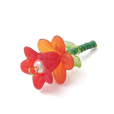 8Pcs Glass Seed Beaded Flower Pendants PALLOY-MZ01195-1