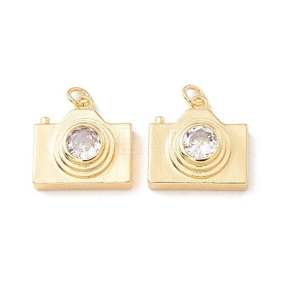 Brass Micro Pave Clear Cubic Zirconia Pendants ZIRC-P098-12G-1