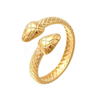 304 Stainless Steel Double Snake Open Cuff Rings LS-RJEW-M072-07G-1