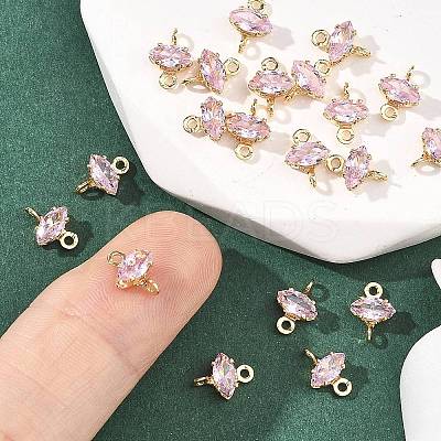 SHEGRACE Brass Pave Cubic Zirconia Horse Eye Connector Charms XGRQ2O431-436C-G-1