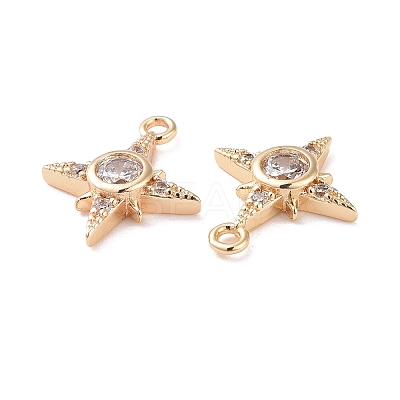 Brass Micro Pave Clear Cubic Zirconia Charms X-KK-G418-08G-1