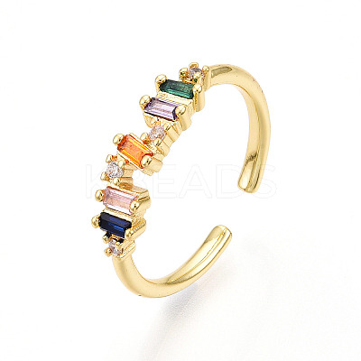 Brass Micro Pave Cubic Zirconia Cuff Rings for Women LS-KK-T070-110-1