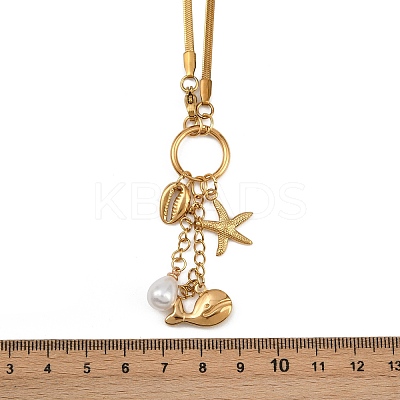 Beach 304 Stainless Steel Starfish Whale Pendant Necklaces NJEW-D337-01G-1