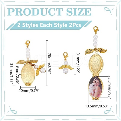 Alloy & Brass Wedding Photo Locket Pendant Decoration HJEW-WR00001-1