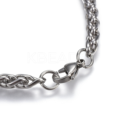 Non-Tarnish 304 Stainless Steel Wheat Chain Necklaces NJEW-F242-14P-B-1