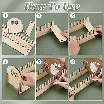 Hollow Bowknot Wooden Display Stands for Cards Holder ODIS-WH0031-03-1