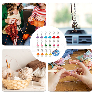 16Pcs 8 Colors Mushroom Opaque Resin Pendant Stitch Markers HJEW-NB00039-1