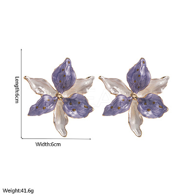 Alloy Enamel Stud Earrings for Women WG8E049-02-1
