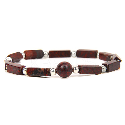Natural Bloodstone Beads Stretch Bracelets for Men Women LS-ZE2494-3-1