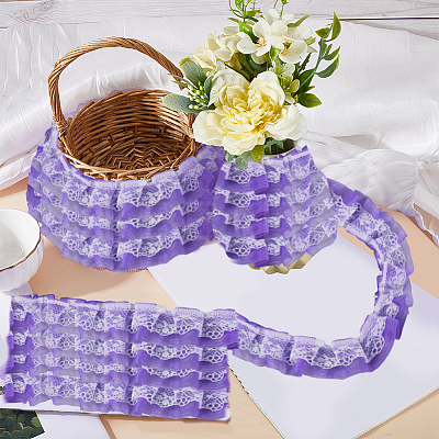 2 Yards Double Layers Polyester Lace Trim OCOR-GF0003-31B-1