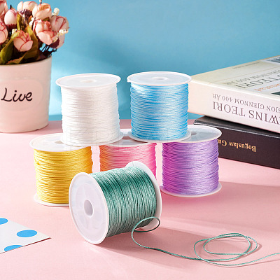 6 Rolls 6 Colors Nylon Chinese Knot Cord NWIR-TA0001-06-1