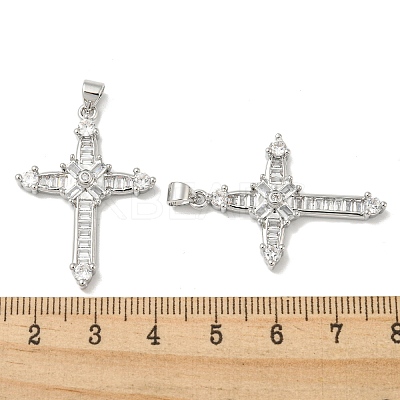 Rack Plating Brass Micro Pave Cubic Zirconia Pendants KK-F869-11P-1