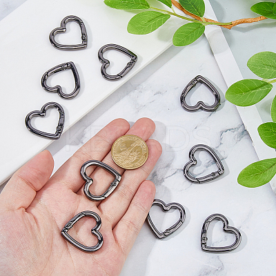 10Pcs Heart Zinc Alloy Spring Gate Rings FIND-DC0008-21-1