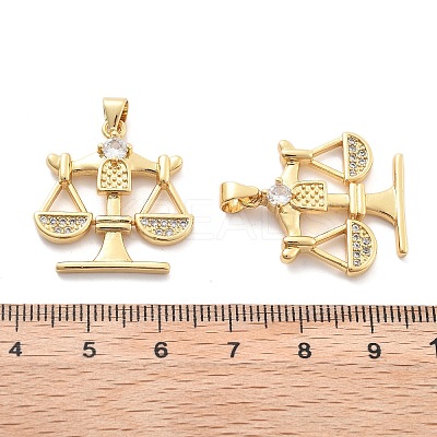 Rack Plating Brass Micro Pave Cubic Zirconia Pendants KK-H449-67G-01-RS-1