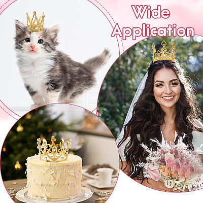 4Pcs 4 Styles Crown Zinc Alloy Cake Decoration AJEW-CP0008-84G-1