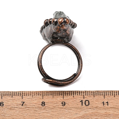 Irregular Rectangle Natural Green Quartz Adjustable Rings RJEW-M157-13R-1
