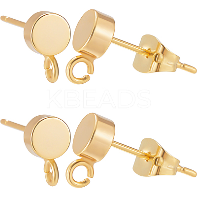 20Pcs Flat Round Brass Stud Earring Findings KK-BBC0013-96B-1