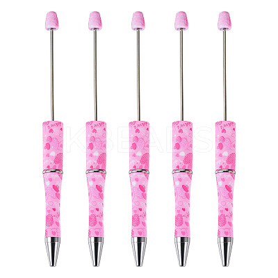 5Pcs Valentine's Day Theme Heart Pattern Plastic with Iron Ball-Point Pen FIND-TA0004-05-1