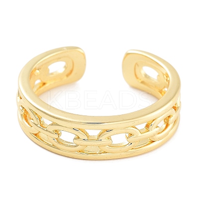 Rack Plating Brass Open Cuff Rings RJEW-Z059-08G-1