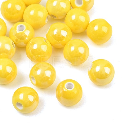 Glazed Porcelain Round Beads X-PORC-S489-10mm-10-1