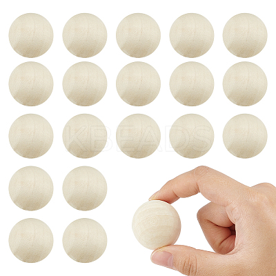 20Pcs Natural Wooden Round Ball WOOD-GA0001-59-1