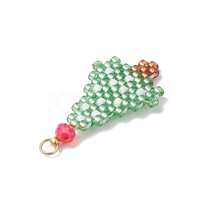 Christmas Themed Glass Seed Beaded Pendants PALLOY-MZ00868-02-1
