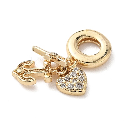 Brass Micro Pave Clear Cubic Zirconia European Dangle Charms KK-D502-04G-1