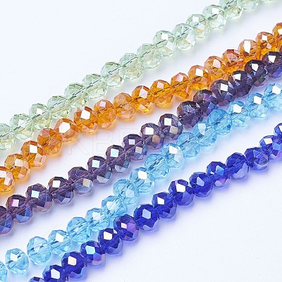 Electroplate Glass Beads Strands EGLA-A044-T6mm-B-M-1