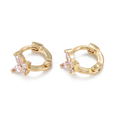 Butterfly Sparkling Cubic Zirconia Hoop Earrings for Girl Women EJEW-H126-26G-B-1